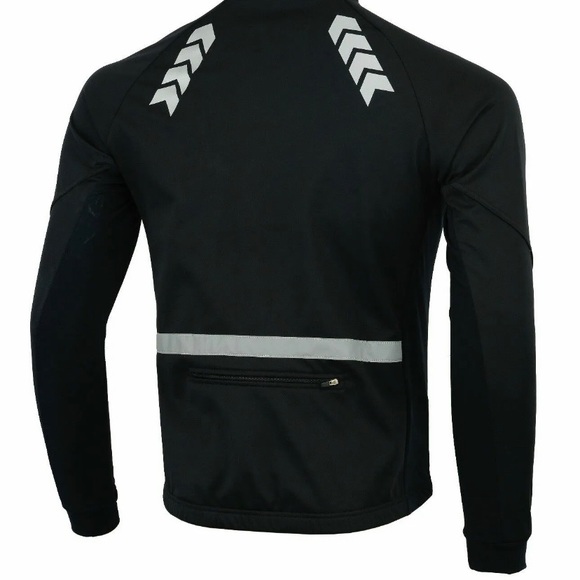 Men's Cycling Softshell Jacket Running, Outdoor Thermal Sports Jacket Reflective - Picture 2 of 4